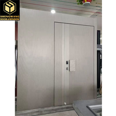 হ্যান্ডেল কালো কাঠের অ্যালুমিনিয়াম বাগান দরজা শব্দহীন অ্যালুমিনিয়াম পিভট প্রবেশদ্বার দরজা
